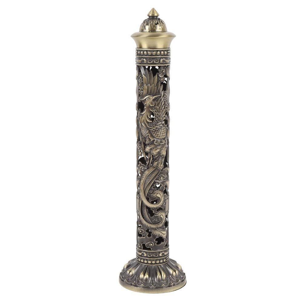 1 Stück Bronze Farbe Drache Phönix Räucherhalter Vertikales Design Messing Räucherturm Heimdeko