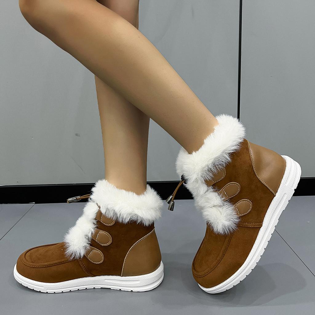 Large size fashion suede snow boots 23 autumn and winter new women's thick-soled velvet thickened lace-up warm boots