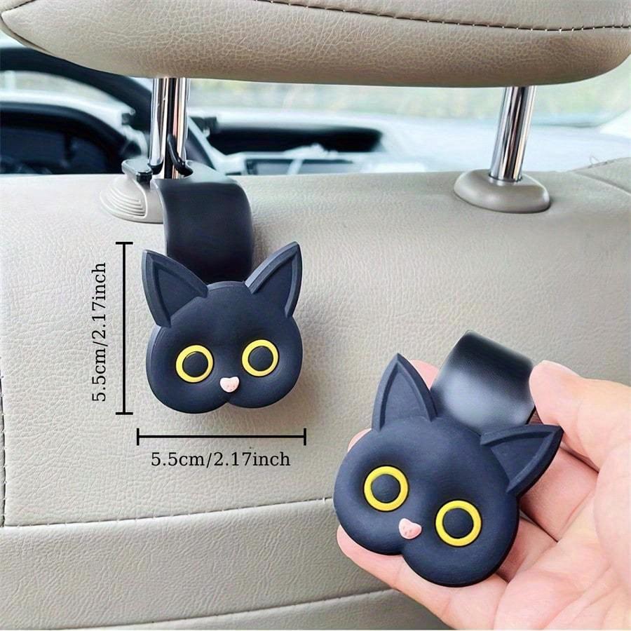 1 Stück 3D Cartoon Katze Autositz Kopfstütze Haken Aufhänger Universal Fahrzeug, Auto Aufbewahrungsorganizer für Handtasche Geldbörse Mantel, Niedliche Dinge für Autos