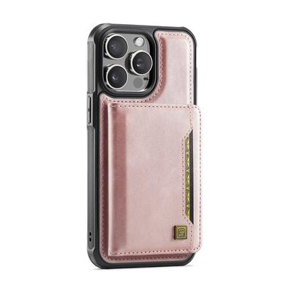For iPhone 15 Pro Max Case AUTSPACE A13 Vintage Leather Back Cover with Magnetic Detachable Card Bag