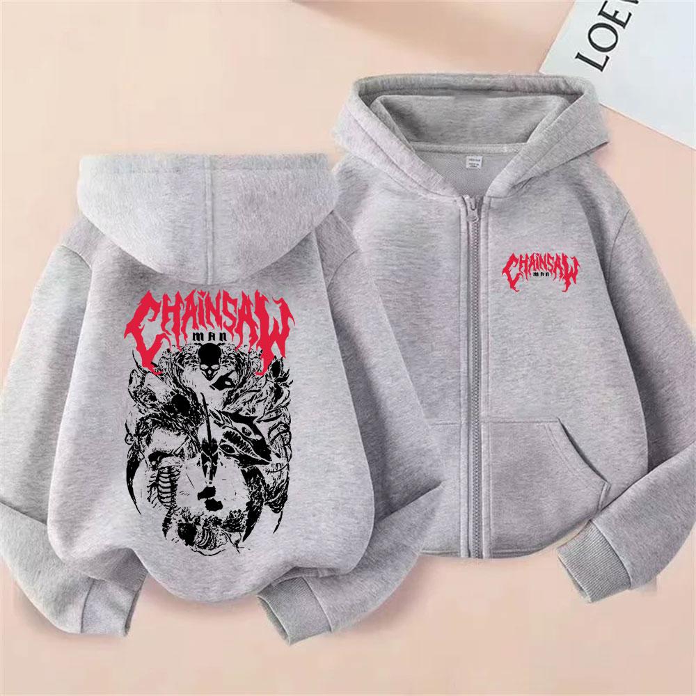 Anime Chainsaw Man Hayakawa Aki Grafik Reißverschluss-Hoodie Herren Damen Mode Übergroße Zip-Up-Jacke Mantel Unisex Manga Fleece-Hoodies