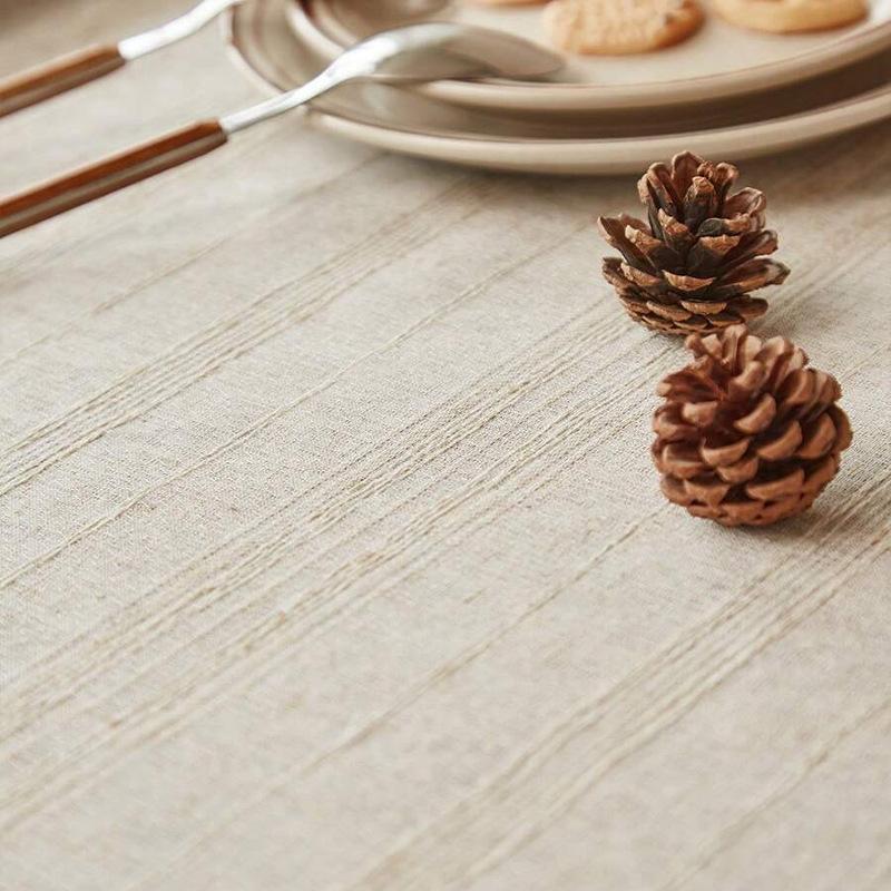European Retro Cotton Linen Tablecloth Line Tassel Dining Table Dustproof Decorative Cover Cloth Kitchen Restaurant Party Desktop Protective Cover