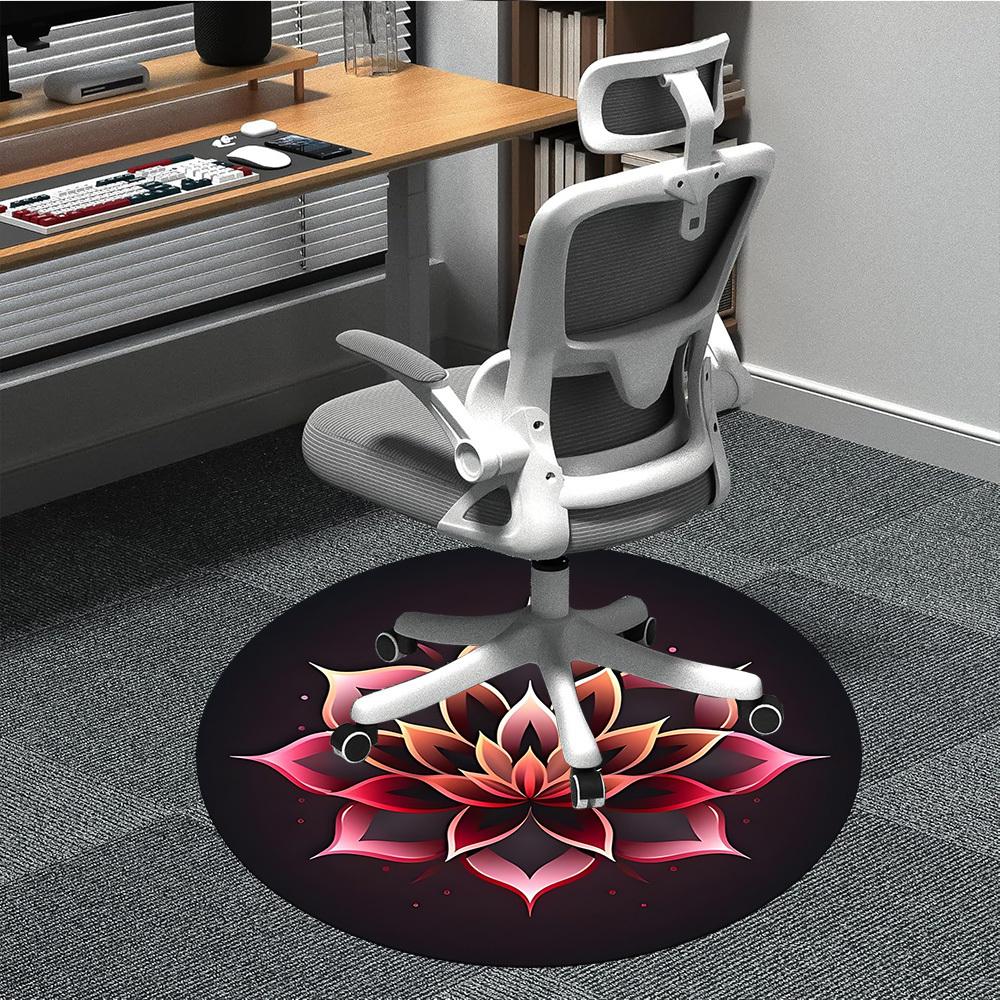 

1PC Lotus Flower Design Chair Carpet for Office, Indoor Non-Slip Washable Carpet, Soft Comfortable Mat For Office Room yy250930186 80cm by 80cm