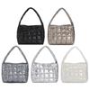 Quilted Ladies Tote Embroidered Plaid Casual Handbags Fashion Simple Soft Lightweight Portable Solid Color for Weekend Vacation