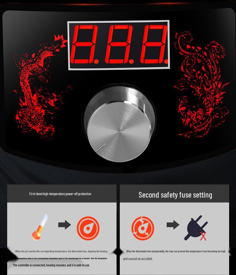 Elektrischer Lila Kupfer Doppelnutzungs-Hot Pot: Einstellbare Temperatur Shabu-Shabu Lamm Hammelfleisch Holzkohle und Plug-in Warmhalte Kupfertopf für den Heimgebrauch