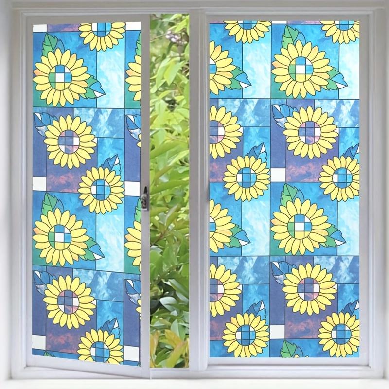 1Roll Adhesive Sunflower Window Film - Purple, Heat/UV Resistant, Home & Office Decor