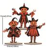 3Pcs Wooden Halloween Pumpkin Ornament 2D Flat Pumpkin Scarecrow Party Sign  Farmhouse Setting