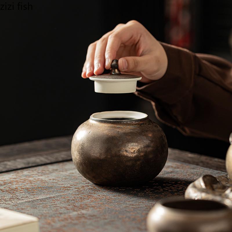 Keramická čajová dóza s víčkem, vzduchotěsná nádoba, úložná dóza, krabička na čaj, nádoba na čaj, organizér, dóza na cukroví, úložná láhev