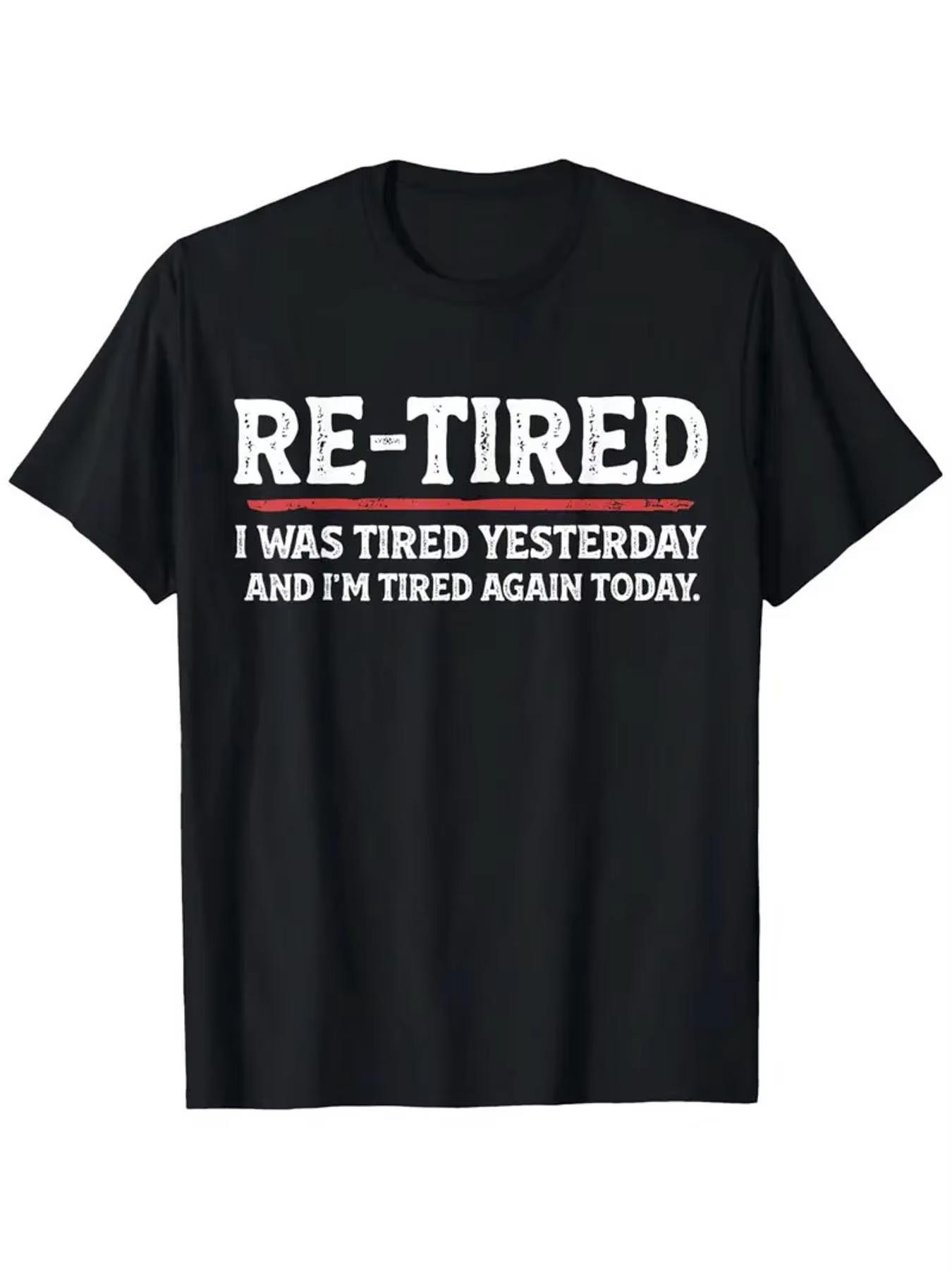 Funny Retired Tee Black Graphic Tee for Unisex Casual Short Sleeve Shirt Unisex Printed Tee with RETIRED Slogan Distressed XL