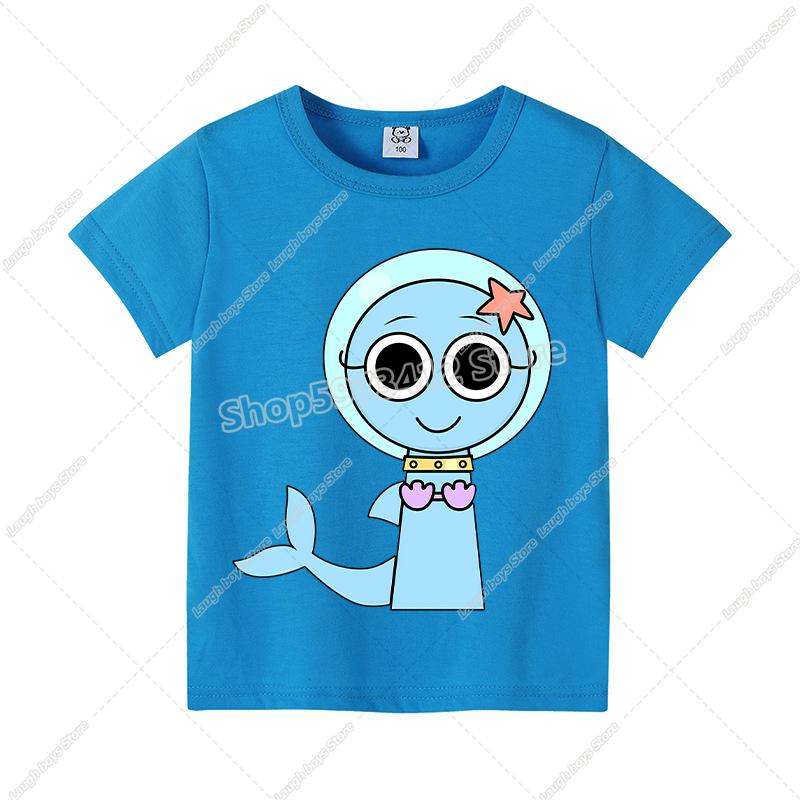 Sprunki T-shirt Boys Girls Tees Cartoon Children Clothes Fashion Casual Anime Printed Cotton Clothing Tops Summer Birthday Gifts