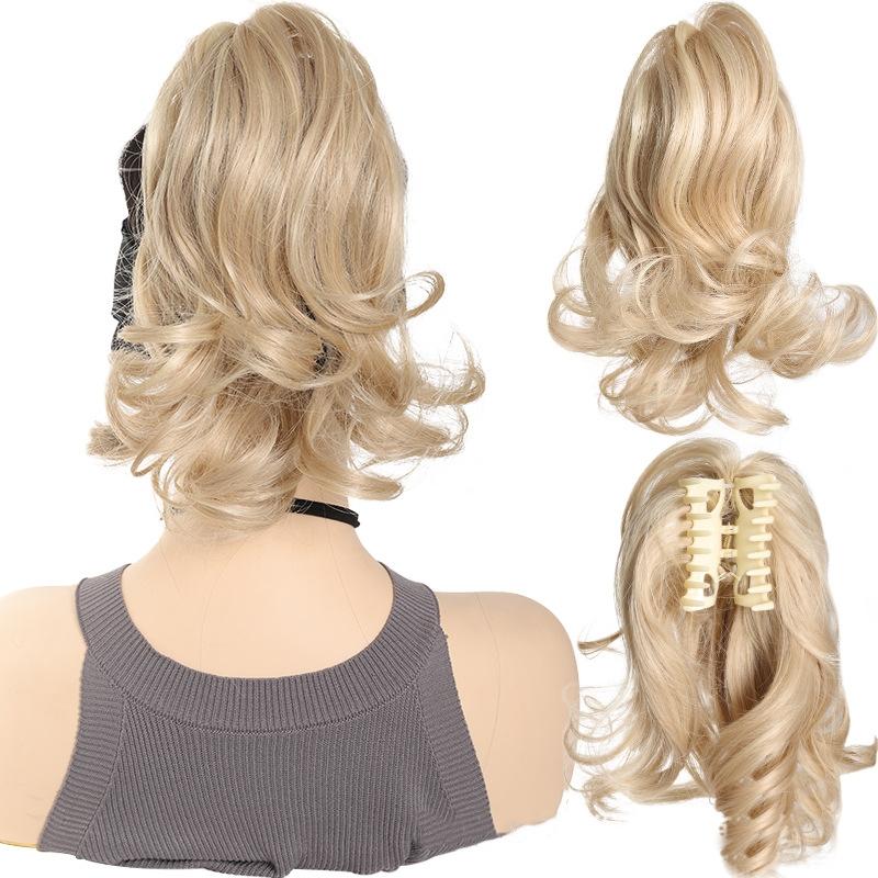 Clip per Capelli Sintetici Corti Ricci Folti Estensioni per Capelli Coda di Cavallino Piccolo Artiglio per Coda di Cavallo Capelli Finti su Clip Parrucca Ondulata per Donne
