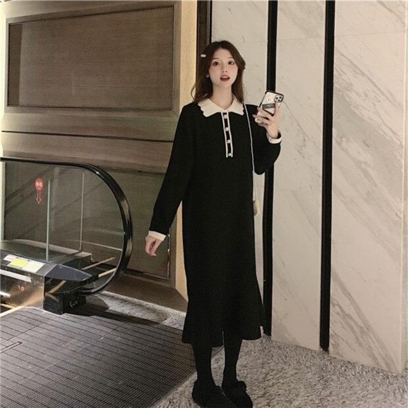 Knitted design base fishtail slim dress women's autumn and winter medium and long sweater skirt