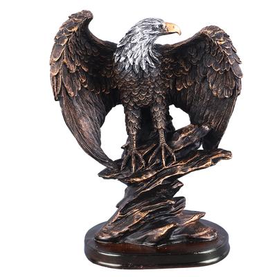 Statuetka Orła Żywica Styl Retro Bogate Detale Farba Brązowana Stabilna Podstawa Patriotyczna Figurka Orła dla