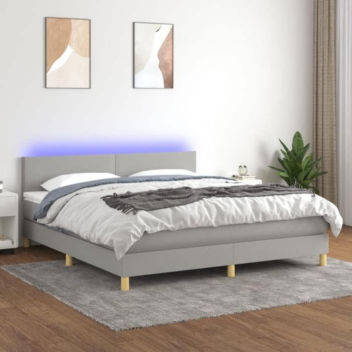 Maison Exclusive - Sommier à lattes de lit et matelas et LED Gris clair 180x200 cm