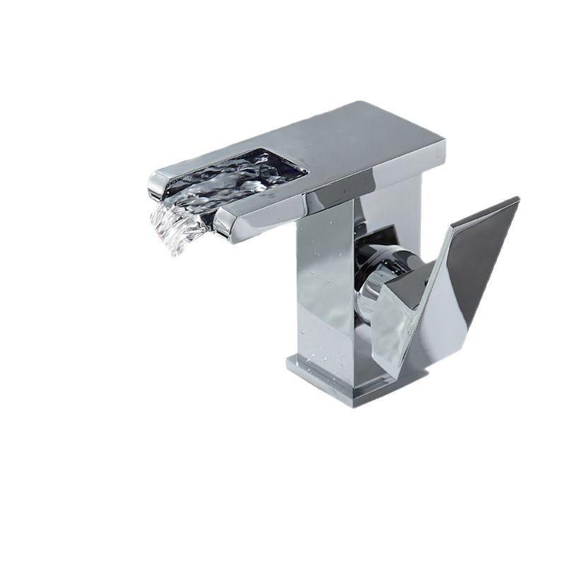 LED Waterfall Faucet for Bathroom Sink - Hot & Cold Water Basin Tap