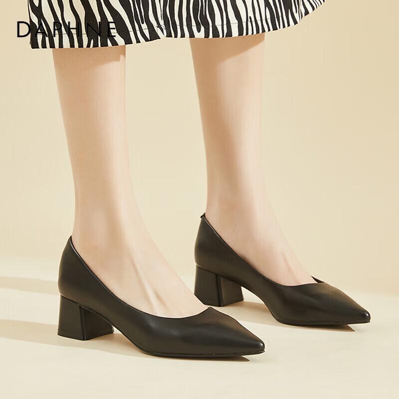 Daphne Women s Genuine Sheepskin Chunky Heel Pumps 36