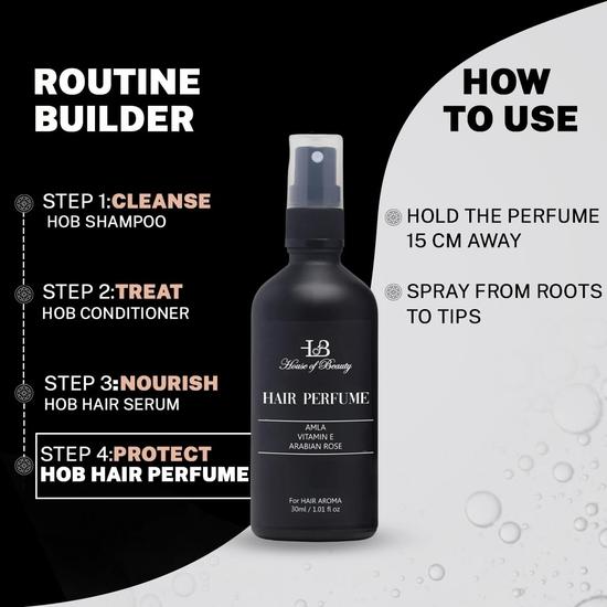 HOUSE OF BEAUTY Hair Spray Perfume With Arabian Oud - Enriched With Amla, Bhringraj Extract & Vitamin E, Unisex, All Hair Types (30Ml)