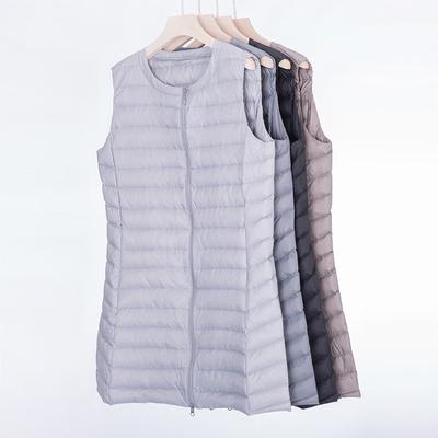 2024 Autumn and Winter Down Jacket Women's Vest Portable Medium and Long Zipper Large Size Vest with Thermal Vest Tide