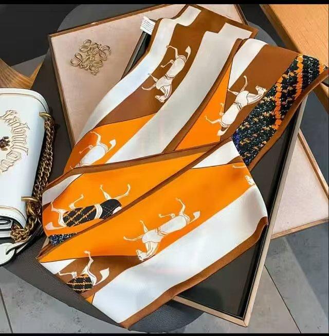Big Brand Double-sided Printed Long Headband Silk Scarf Hin Scarf Ribbon Tie Bag Decoration Suit Scarf Waist Belt Multi Function