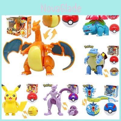 Figuras de Ovos Transformáveis de Pokémon Pikachu Charizard Bulbasaur Brinquedos Colecionáveis