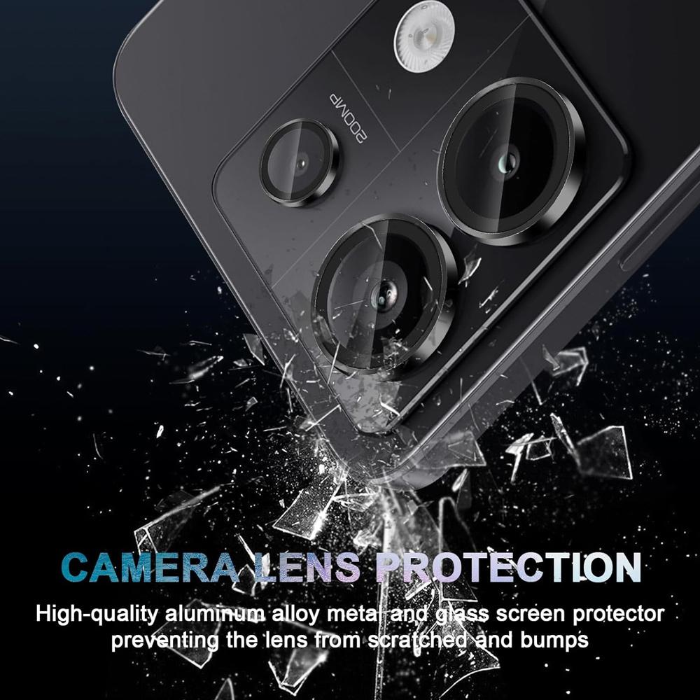 2PCS Black Metal Ring+Tempered Glass Camera Lens Protector for Redmi 15 15C 4G/5G Camera Tempered Glass Film