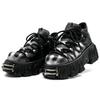 New Punk Style Women Shoes Lace-up Heel Height 6CM Platform Shoes Woman Metal Decor Woman Sneakers Gothic Ankle Rock Boots