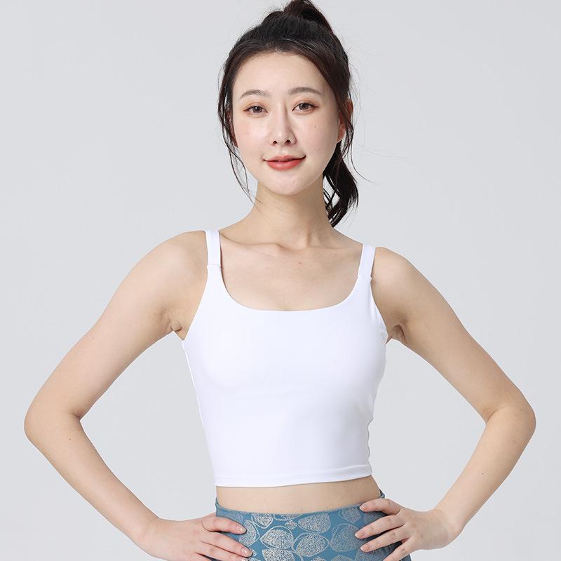 

2024 Женский спортивный бюстгальтер с квадратным вырезом и перекрещенной спинкой для йоги, фитнеса и бега Small белый
