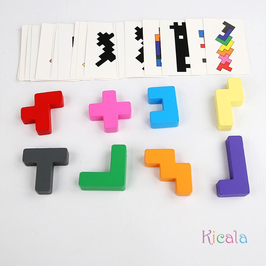 Educational Kids Toy Montessori Shadow Matching Puzzle Blocks Brain Teaser Balance Stacking Shape Learning Toy Kids