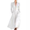 Abito Maxi da Donna con Scollo a V Profondo Vita Alta Senza Maniche Dettaglio Bottoni Tasca Elegante Abito da Sera per Feste