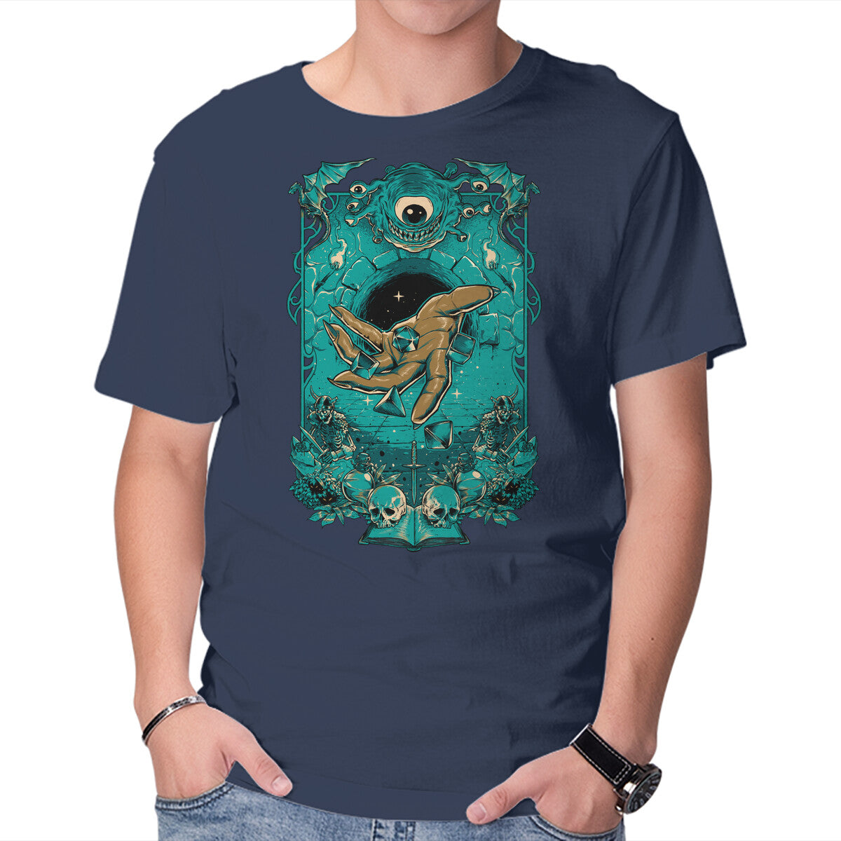 Unisex Crew Neck T-Shirt Dungeon Master Graphic Short Sleeve Casual Tee XS