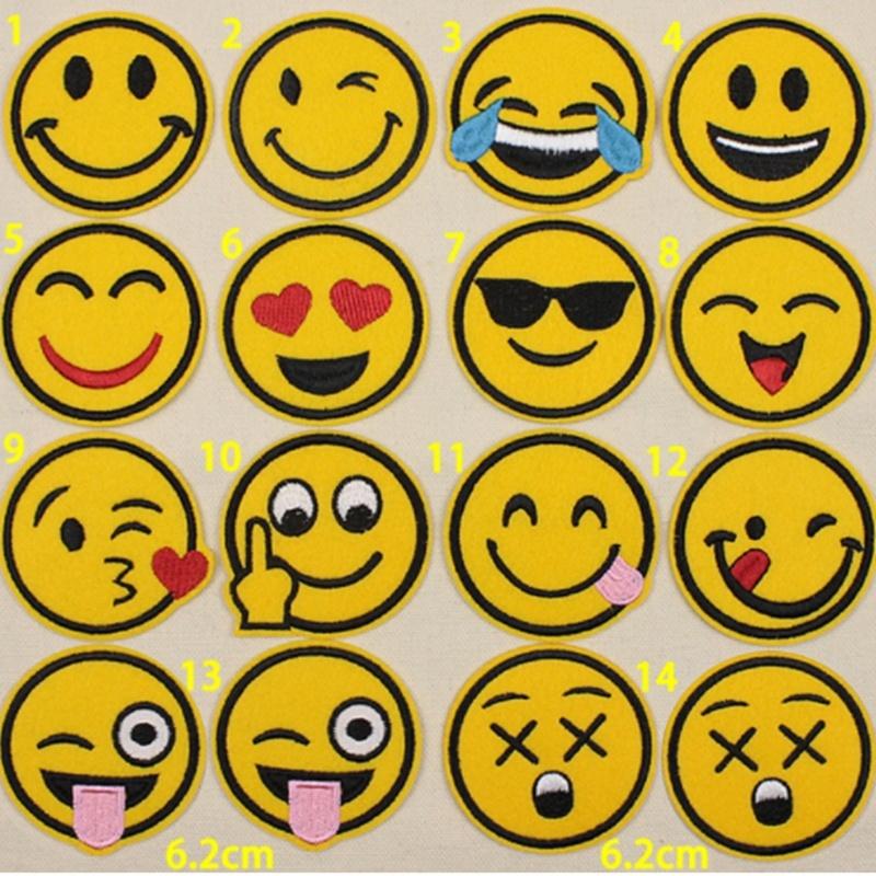 8Pcs Emoji Expression Emboidery Patches Patch Exaggerated Fabric Applique Ornaments Accessories 6.2x