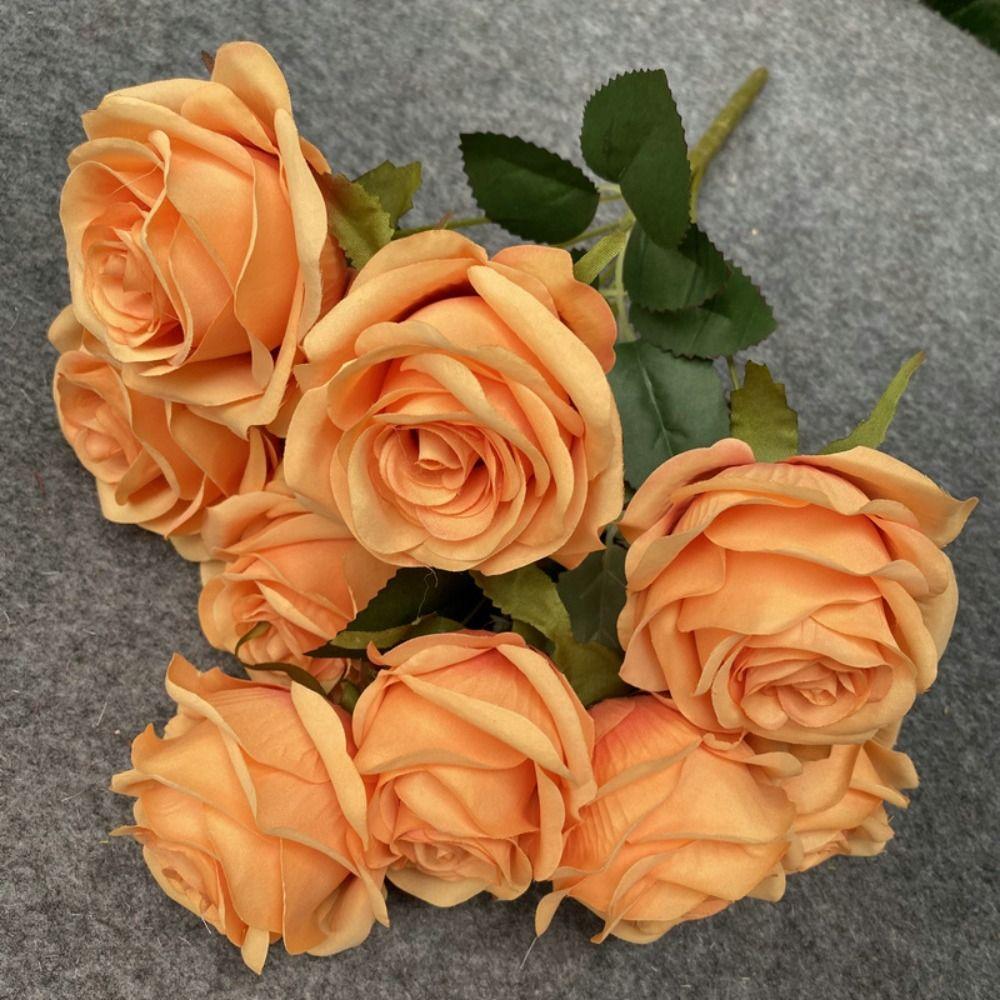 Retro 9 Köpfe Künstliche Blumen Realistisch Bunt Künstliche Blume Seidenblume Hochzeit Zuhause Party Dekoration