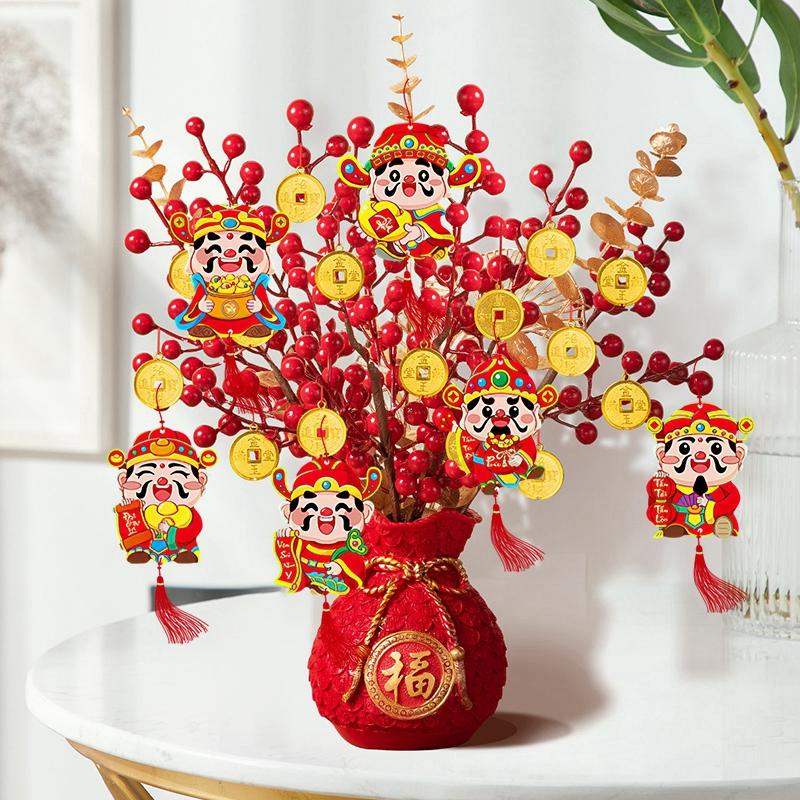 2025 Spring Festival Pendants Chinese Lunar New Year Decoration Hanging Craft Ornament Wealth Tree Decor Pendant Home Decoration