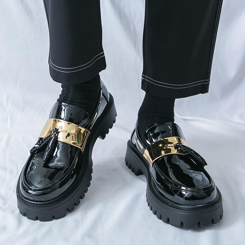 Designer New Men's Leather Height Increasing Casual Shoes Male Mix Color Tassels Loafers Formal Flats Dress Footwear