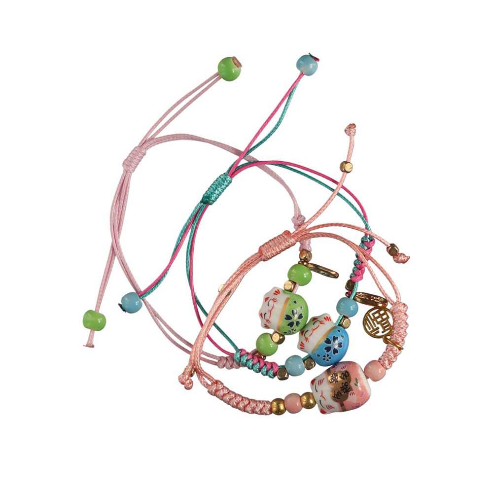 Design Multi-color Ceramic Chinese Style Bracelet Women Bracelet Couple Hand Rope Braided Bracelet