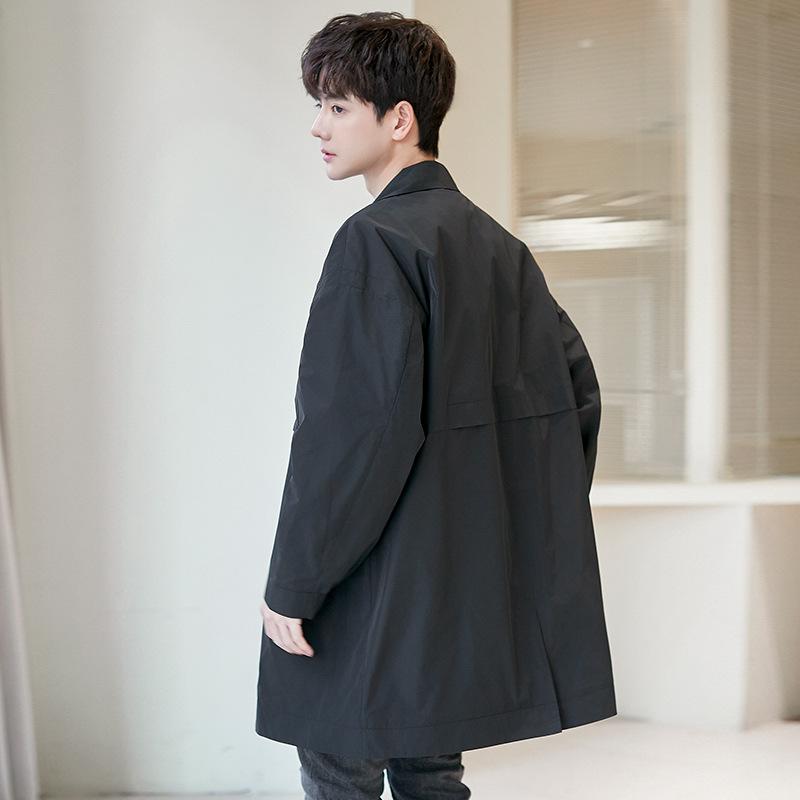 Trench Coat Men's Medium and Long Spring and Autumn Coat Trendy Korean Version Loose Casual High-end Coat