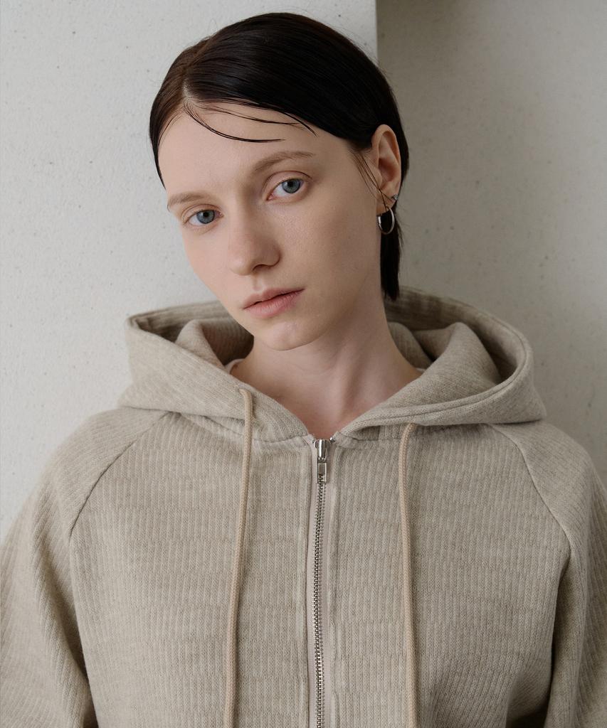 Bibyseob Knit Zip-Up Hoodie Beige [T54]