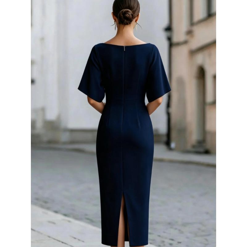 TIFICY Women's Fashion Summer Spring Solid Color Print 1/2 Sleeves One Shoulder High Waist Casual Dresses