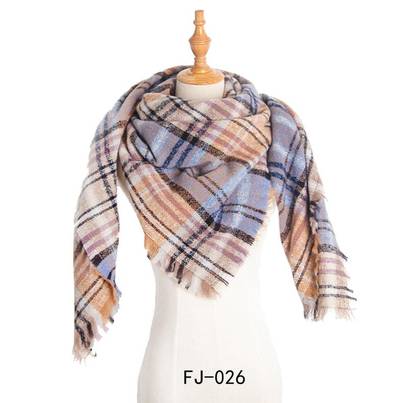 European & American Autumn/Winter Thick Double-Sided Plaid Scarf & Shawl for Women
