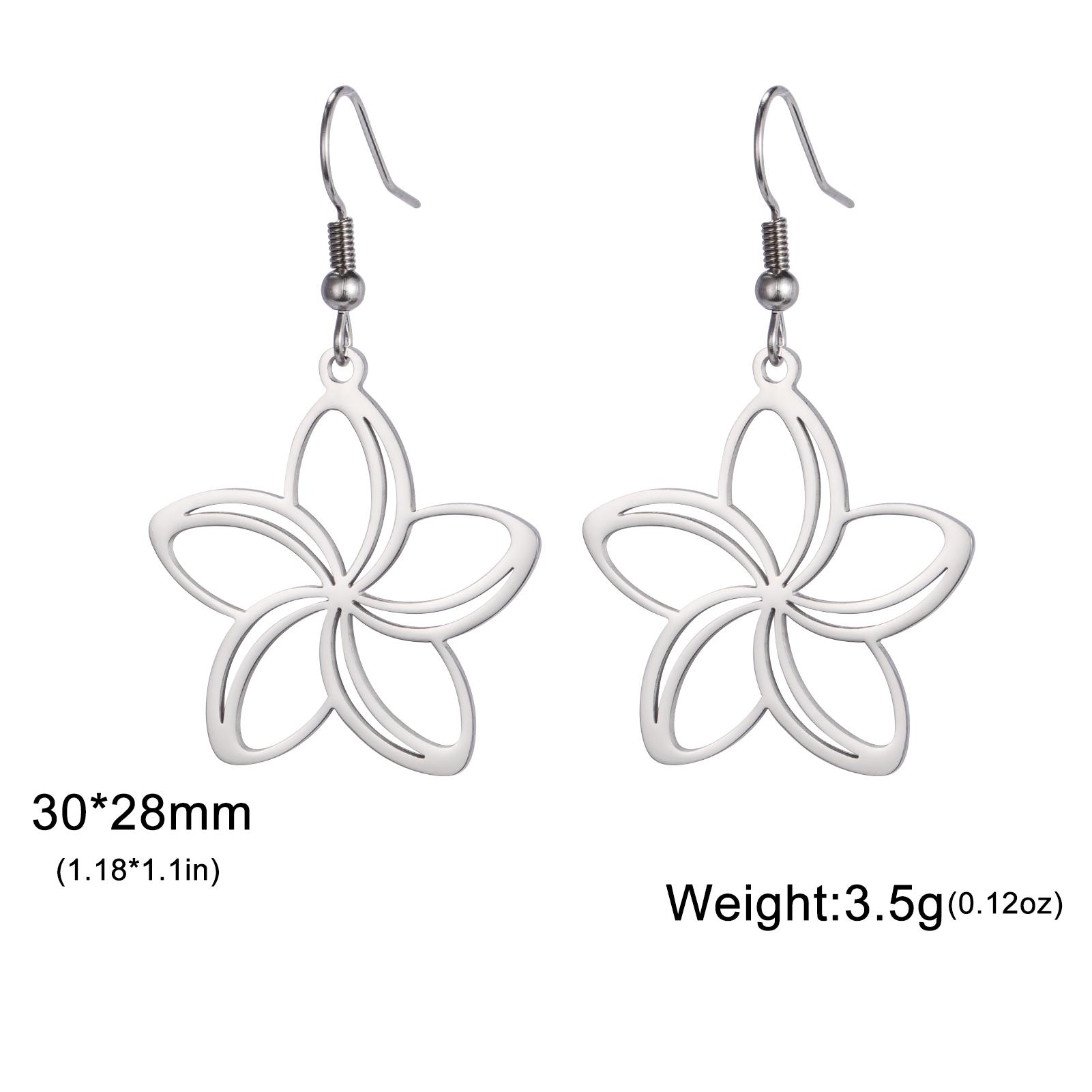 Skyrim Five petal Flower Pendant Stainless Steel Earrings For Women s Fashion Vintage Elegant Bohemian Summer Jewelry Gifts