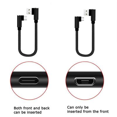 25 cm kurzes Schnellladekabel, Doppelwinkel 90 Grad, USB C, Micro USB Typ C für Smartphones, Lightning-Kabel für iPhone-Kabel
