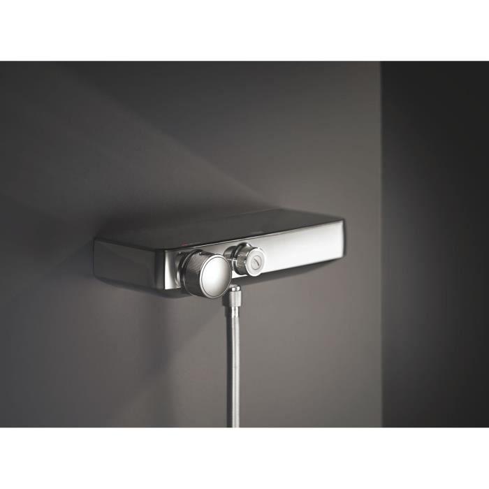 GROHE Ensemble de douche 3 jets Grohtherm SmartControl 34720000-Barre de douche 60 cm-Economie d'eau-Anti-torsion-2 Tablettes-Chrome
