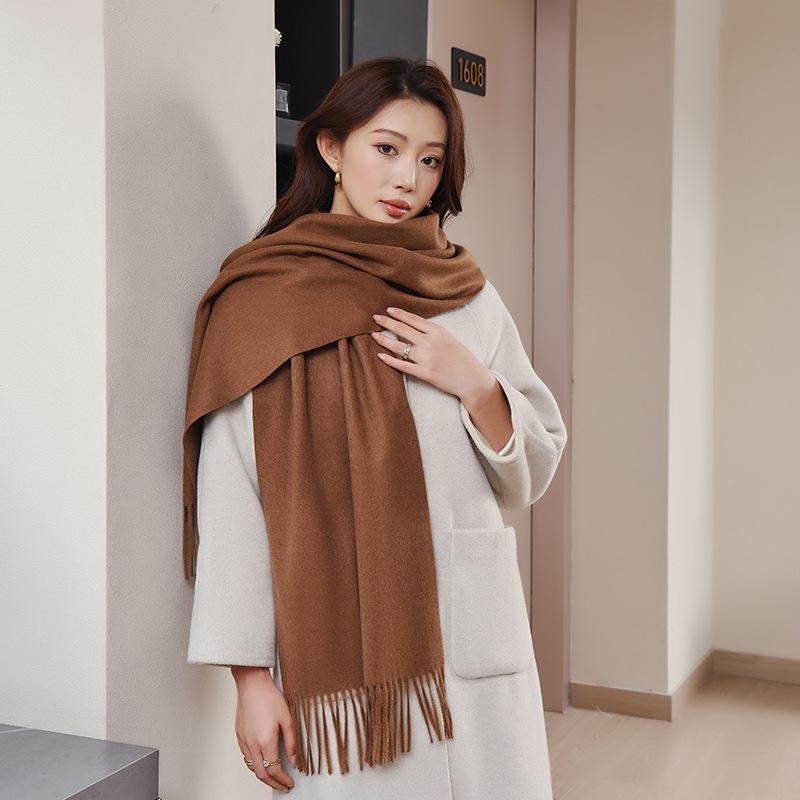 Wool Scarf for Women in Winter New Style Cashmere Scarf Versatile  Thickened  Warm and Solid Color Scarf