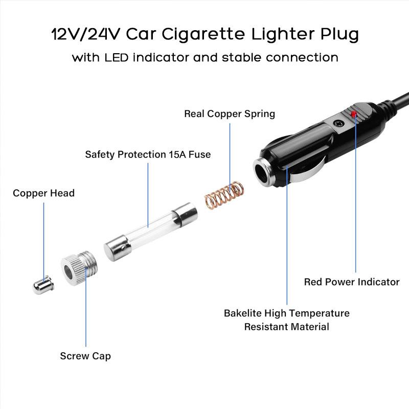 12AWG 1.5m/5FT XT90 Male To Car Cigarette Lighter Extension Charging Cable for Baseus 500W Car Inverter FPV Model RC Battery.