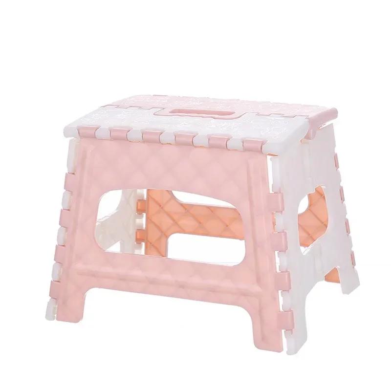Plastic Folding Step Stool with Handle Portable Collapsible Small Foot Stool Bathroom Stepping Stool Folding Step Stools for Kid
