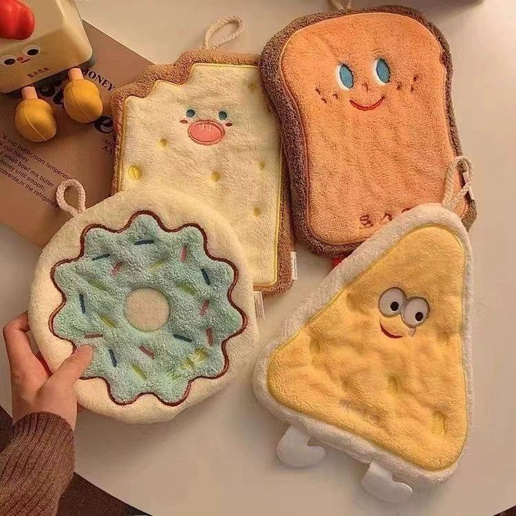 Cheese Cartoon Quick-Dry Hanging Hand Towel - Children s Coral Fleece Dishcloth