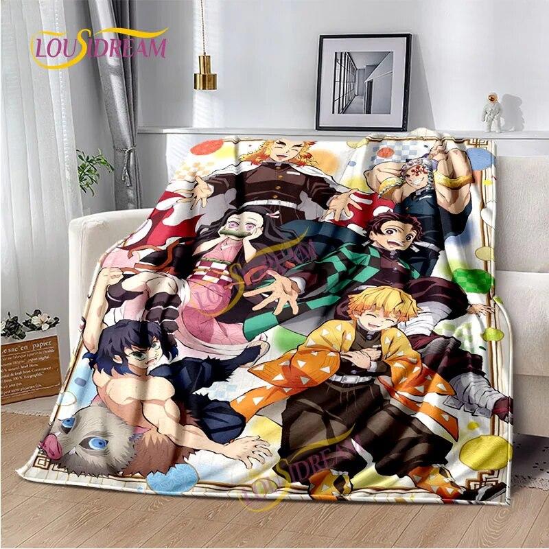 Japanese Cartoon Series Blanket Living Room Bed Sofa Travel 3D Demon Slayer Blanket Cartoon Home Office Hiking Gift