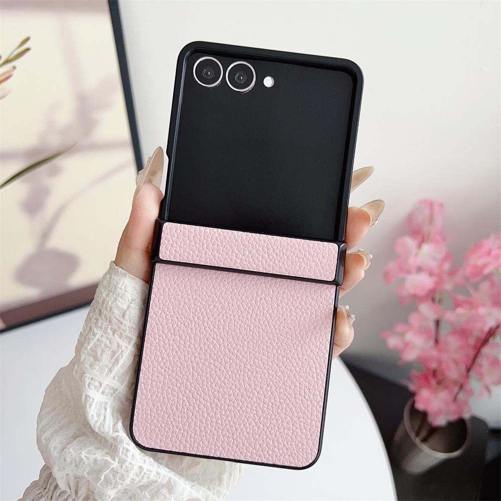 Luxury Leather Hard Shell Hinge Protective Cover Phone Case for Samsung Galaxy Z Flip 7 6 5 4 3 Flip7 Flip6 Flip5 Flip4 Flip3 5G