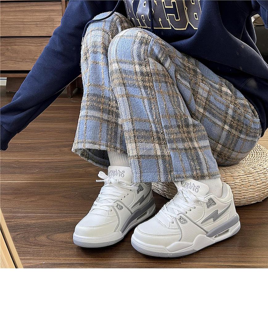 Hong Kong Style Men's Air Cushion Sports Shoes - 2025 Summer Trend, Thick Sole Casual White Sneakers for Students and Couples