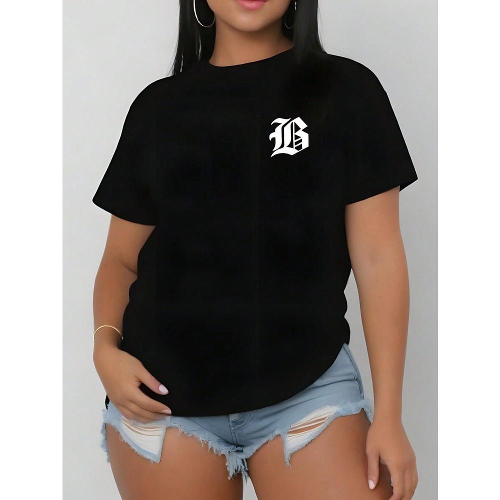 Women's Casual Short Sleeve T-Shirt, Comfortable, Round Neckline, Short Sleeve, Fashion Streetwear Digital Top For Women